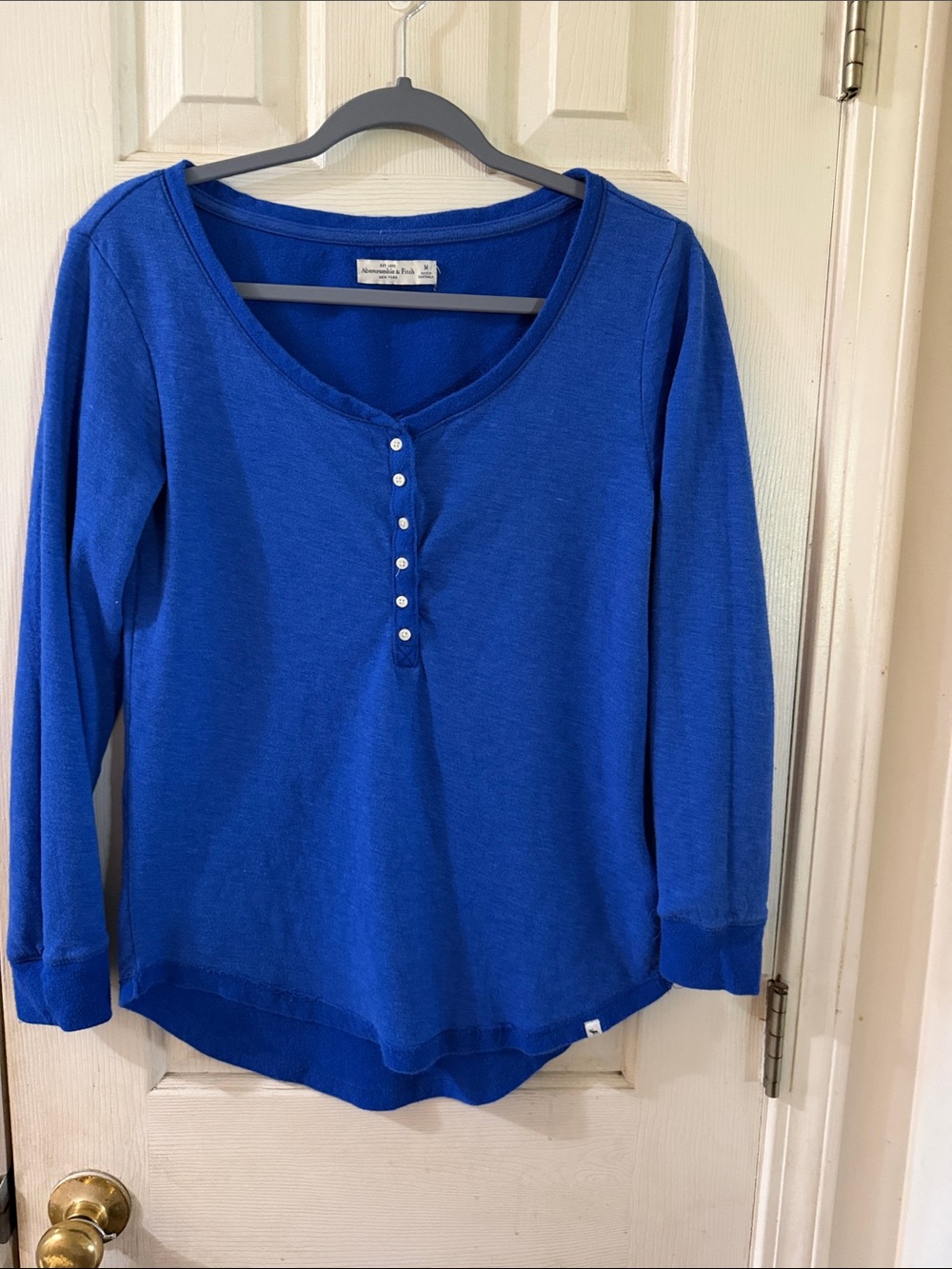 Abercrombie & Fitch Royal Blue Long Sleeve Henley Top